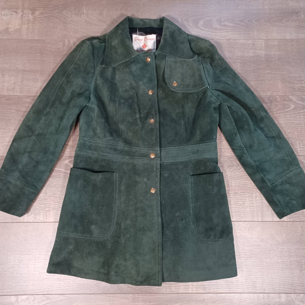 Great Things Vintage Canadian Suede Leather Mid Length Coat